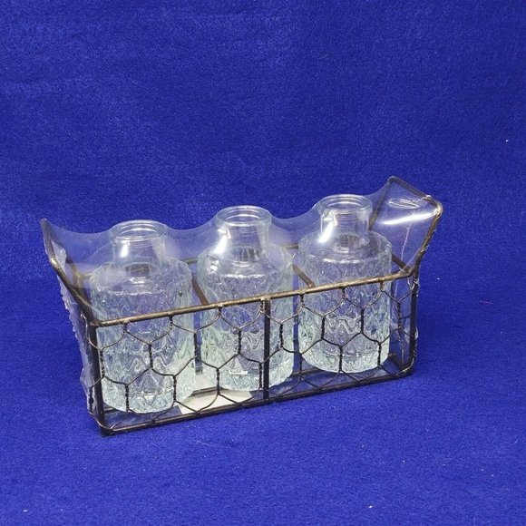 Wire Mesh Basket Glass Bottles Craft Wedding Farmhouse Shabby Chic Rustic - Picture 7 of 11